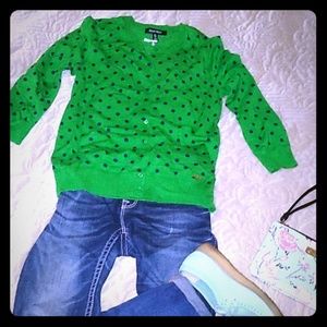 3 for $23 Ellen Tracy Green and Navy Cardigan